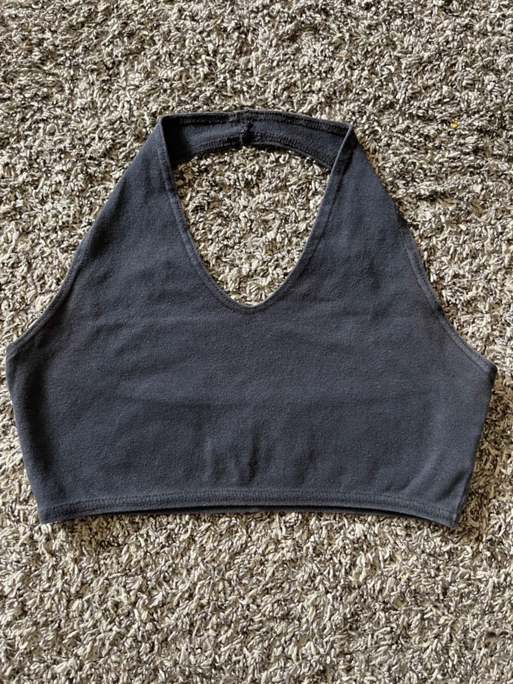 Vintage Women’s Black Halter Crop Top - Sleek Everyday Layering S/M